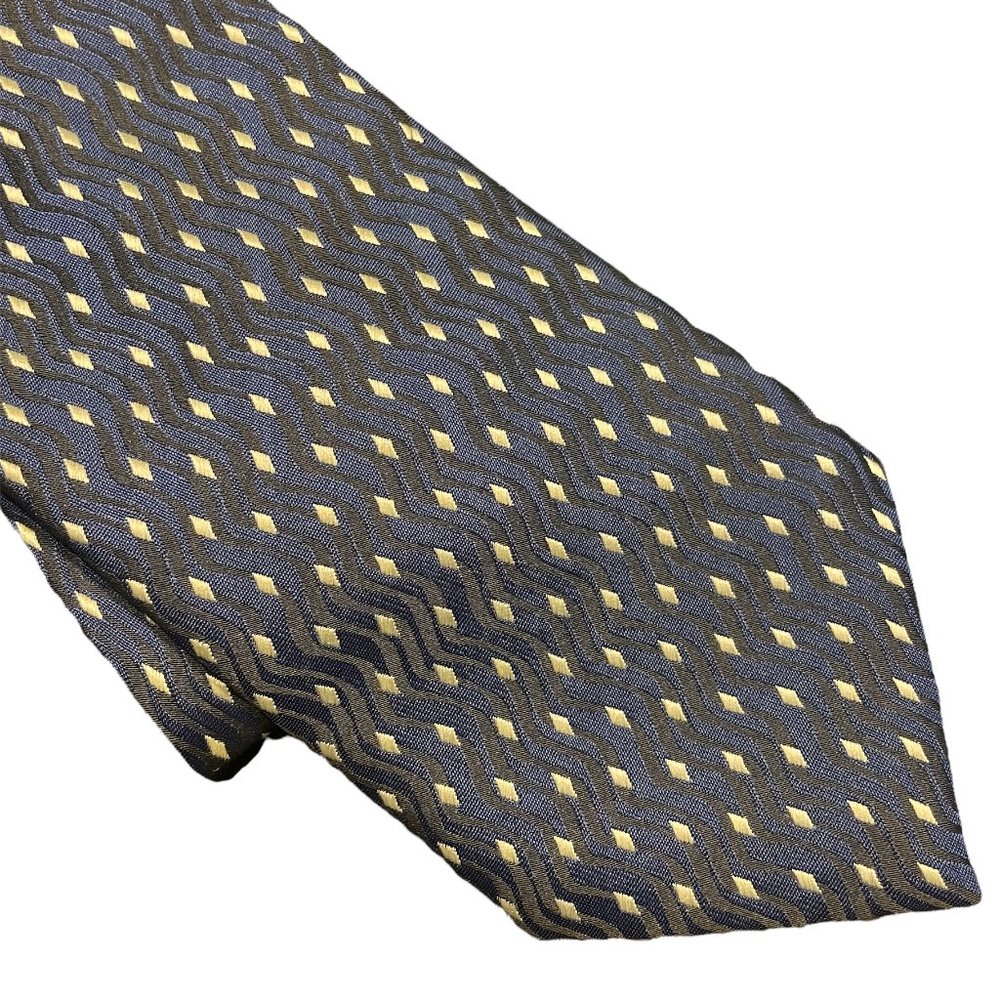 Giorgio Armani Cravatte Blue with Cream Diamonds Tie
